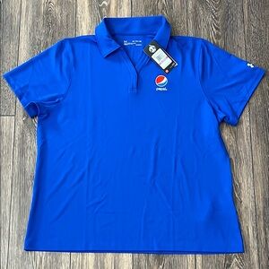 NWT Under Armour Heatgear Pepsi Blue Polo Shirt Womens 2XL Loose